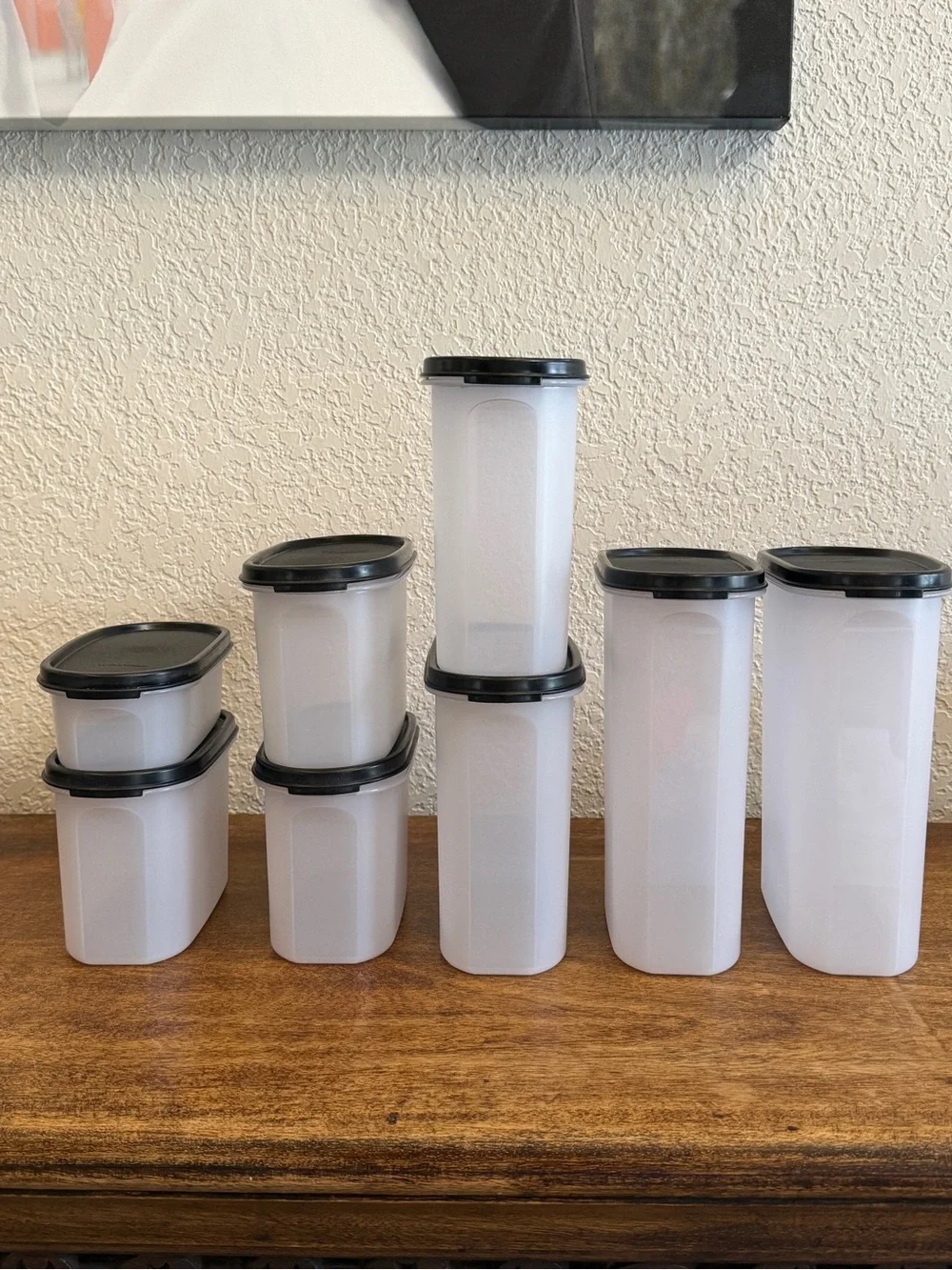 Tupperware Modular Mates Black Lids 8 Pc Set 2 Cup–9 3/4 Cup New Unused